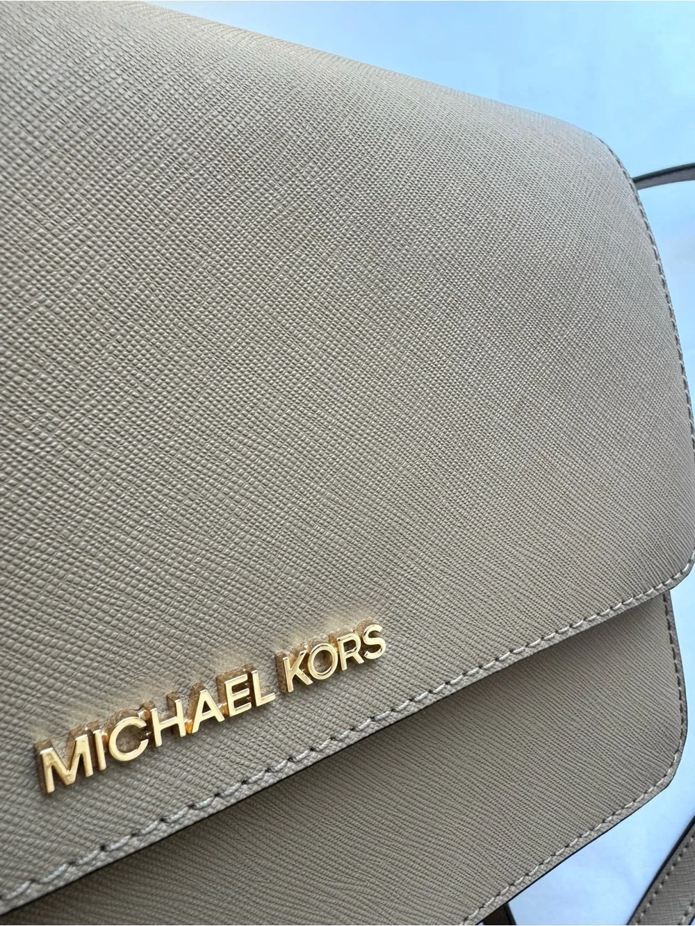 Michael Kors Daniela Saffiano Leather Crossbody Bag Gold Chain